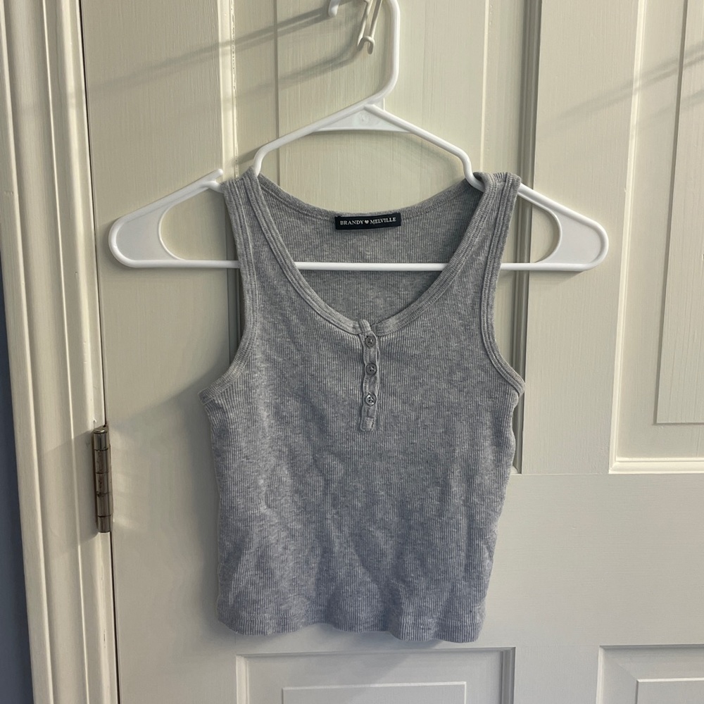 brandy melville gray crop top with buttons